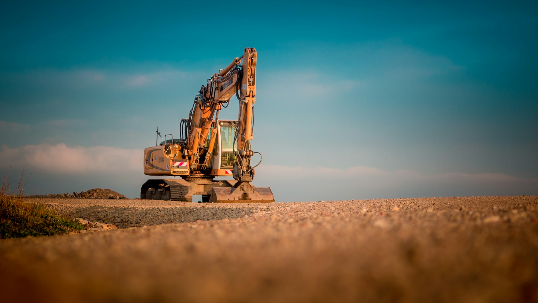 Liebherr tracked excavator on an earthworks site